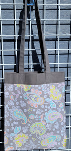 Large Market Tote with Pocket - Pastel Paisley