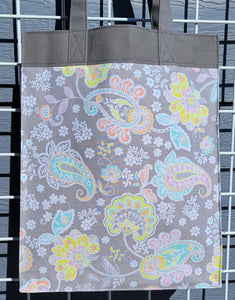 Large Market Tote with Pocket - Pastel Paisley