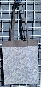Large Market Tote with Pocket - Grey Paisley