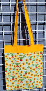 Large Market Tote with Pocket - Sunflowers and Scarecrows