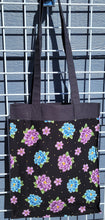 Load image into Gallery viewer, Large Market Tote with Pocket - Blue/Pink/Gold Floral