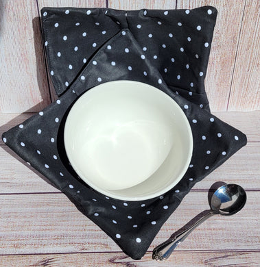 Bowl Cozies - Black Polka Dot