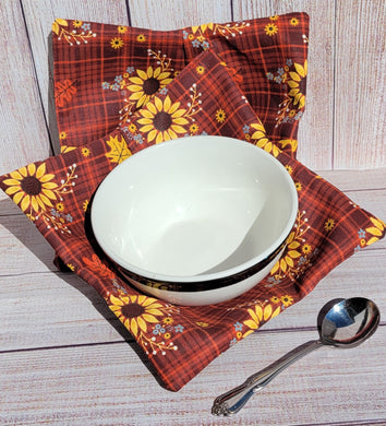 Bowl Cozies - Sunflowers on Plaid