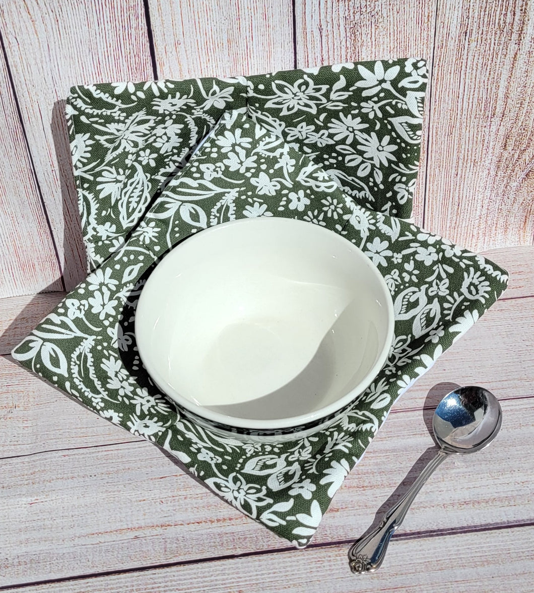 Bowl Cozies - Green and White Floral