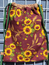 Load image into Gallery viewer, Cotton Drawstring Tote - Autumn Sunflowers