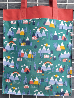 Large Market Tote with Pocket - Camping in the Mountains
