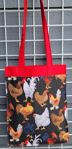 Large Market Tote with Pocket - Chickenwire Chickens