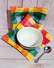 Load image into Gallery viewer, Bowl Cozies - Rainbow Check