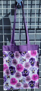 Large Market Tote with Pocket - Pansies