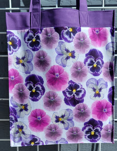 Large Market Tote with Pocket - Pansies