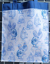 Load image into Gallery viewer, Large Market Tote with Pocket - Blueprint Hens
