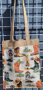 Large Market Tote with Pocket - Boots in the Desert