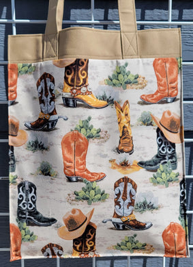 Large Market Tote with Pocket - Boots in the Desert