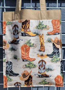 Large Market Tote with Pocket - Boots in the Desert