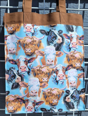 Large Market Tote with Pocket - Cows