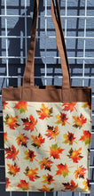 Load image into Gallery viewer, Large Market Tote with Pocket - Sparkly Autumn Leaves