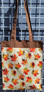 Large Market Tote with Pocket - Sparkly Autumn Leaves