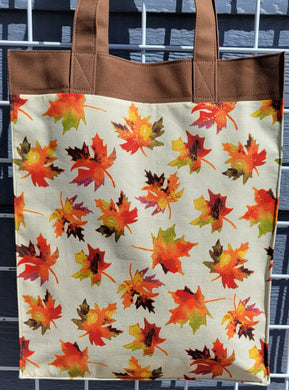 Large Market Tote with Pocket - Sparkly Autumn Leaves