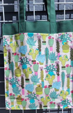 Large Market Tote with Pocket - Cactus/Succulents