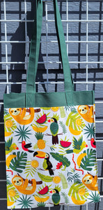 Large Market Tote with Pocket - Jungle Sloths