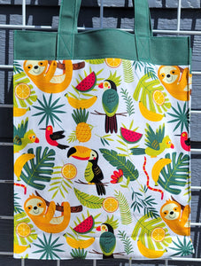 Large Market Tote with Pocket - Jungle Sloths