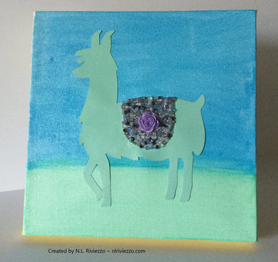Mixed Media Art - Green Llama