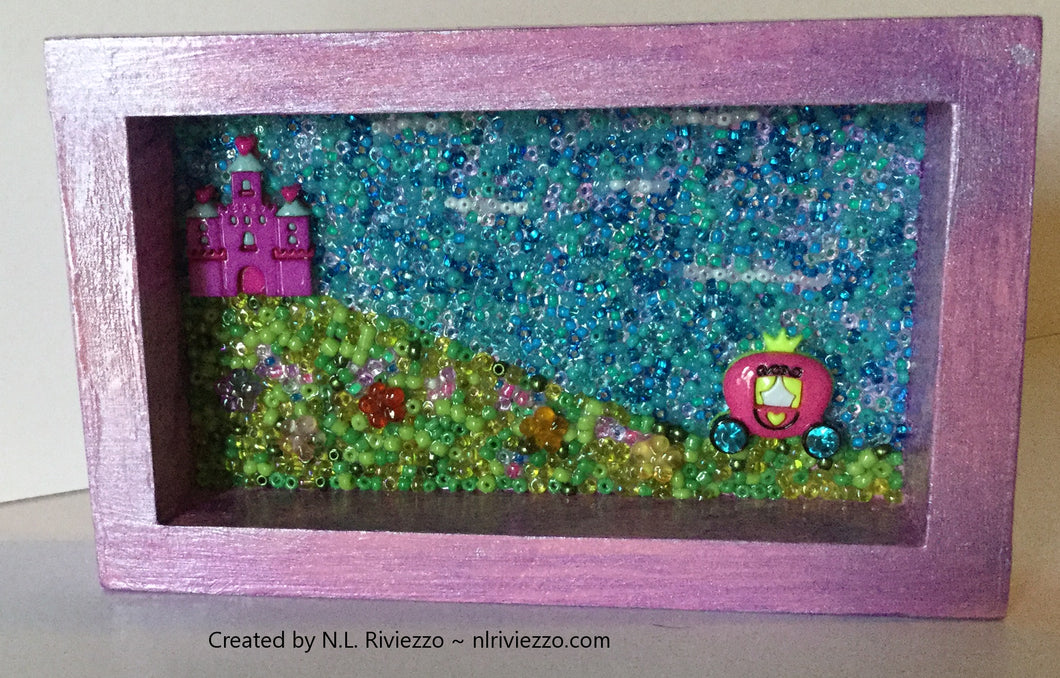 Mixed Media Art - Purple Castle & Carriage