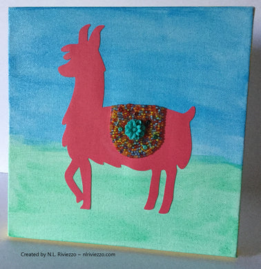 Mixed Media Art - Red Llama